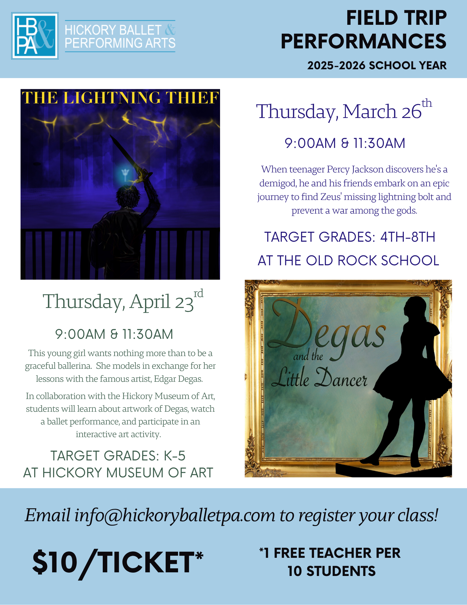 HBPA Field Trip Performances HBPA Field Trip Performances